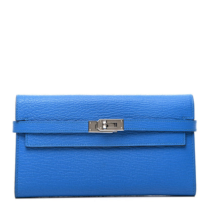Hermes Chevre Mysore Kelly Longue Wallet Bleu Hydra 1 of 8