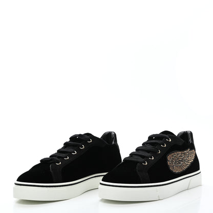 Hermes Velvet Womens Wing Sneakers 37 Black 3 of 8