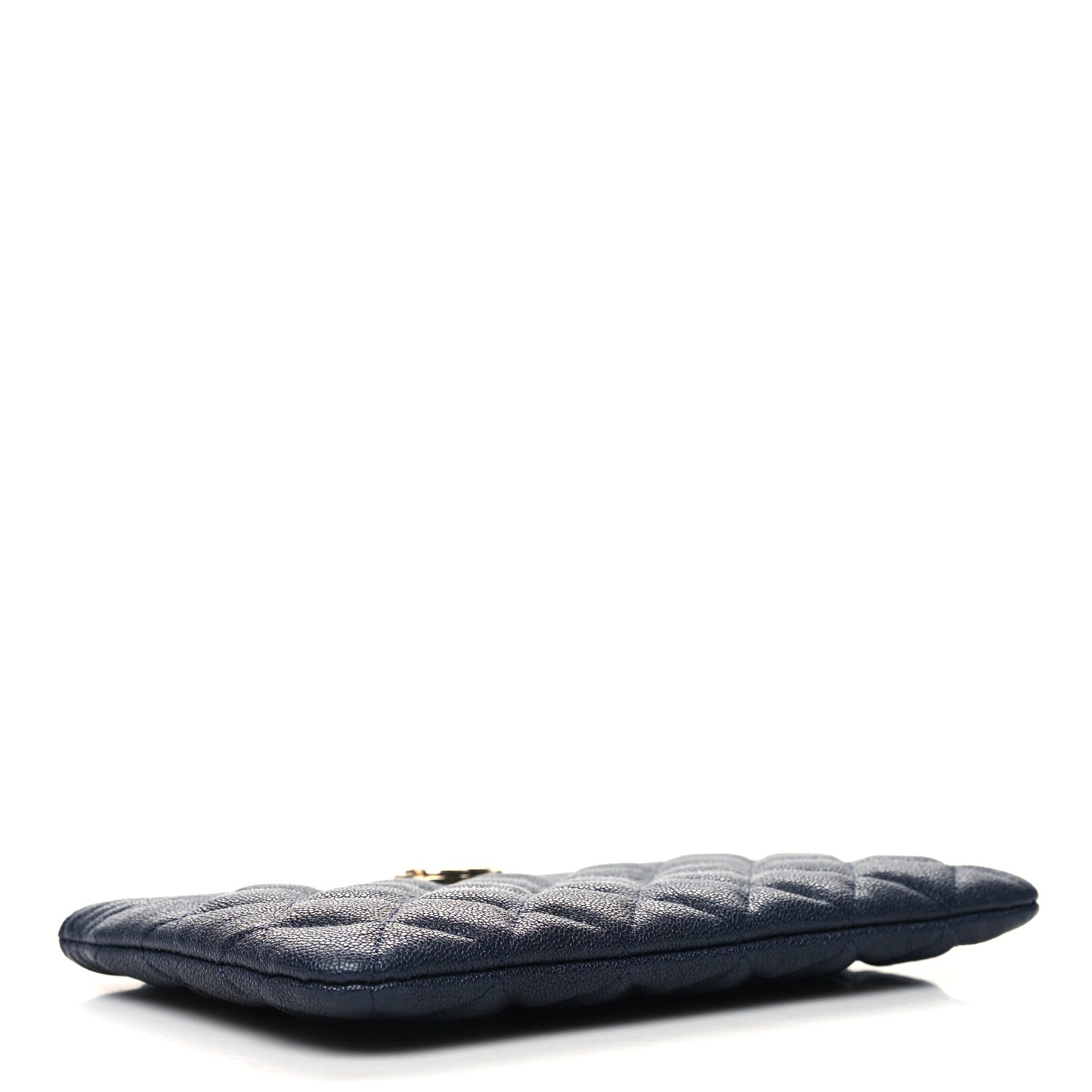 Caviar Quilted Small Zipped Boy Pouch Navy Blue
