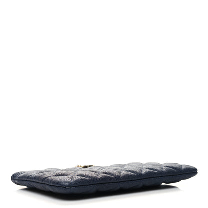 Chanel Caviar Quilted Small Zipped Boy Pouch Navy Blue 4 of 11