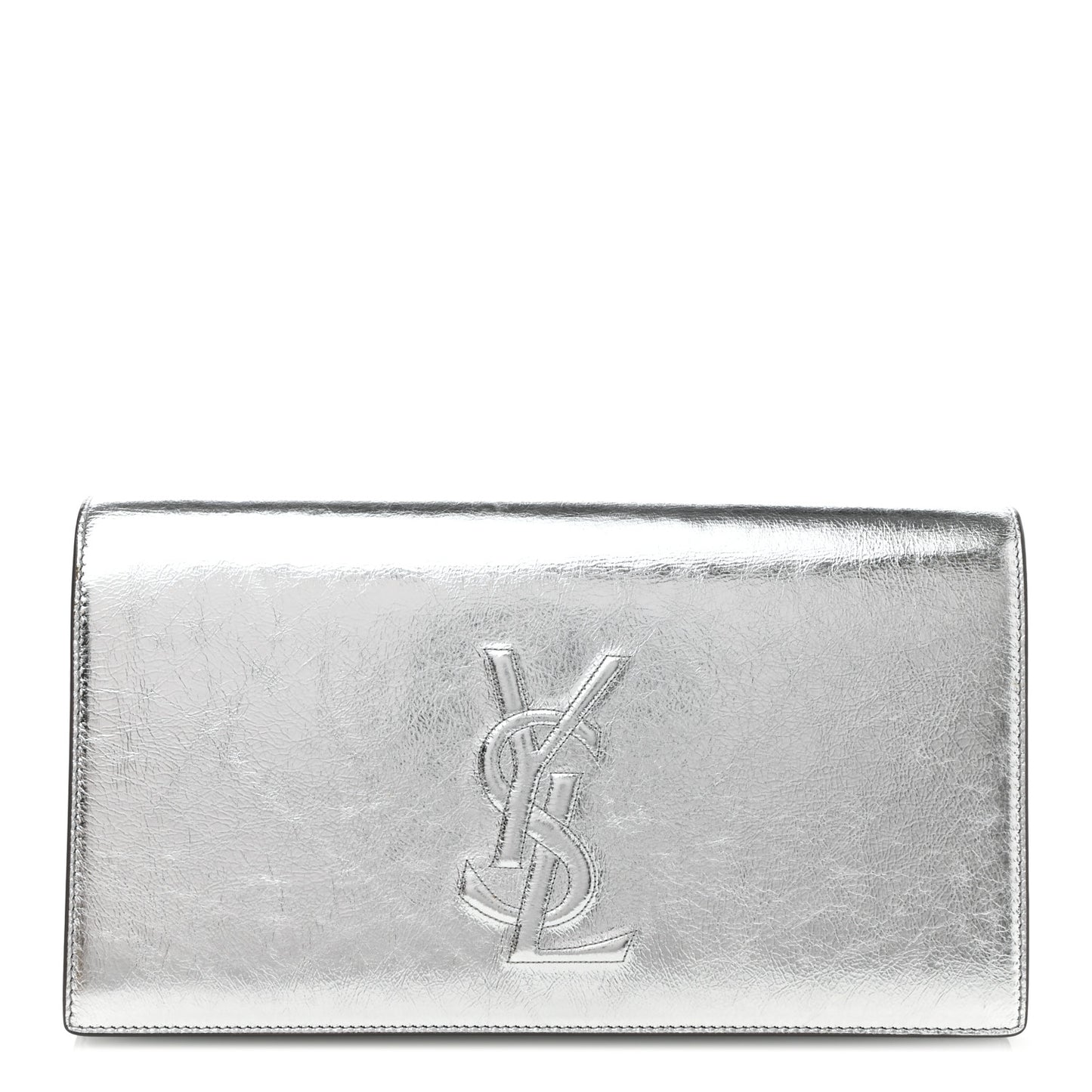 Metallic Calfskin Monogram Large Belle De Jour Clutch Silver