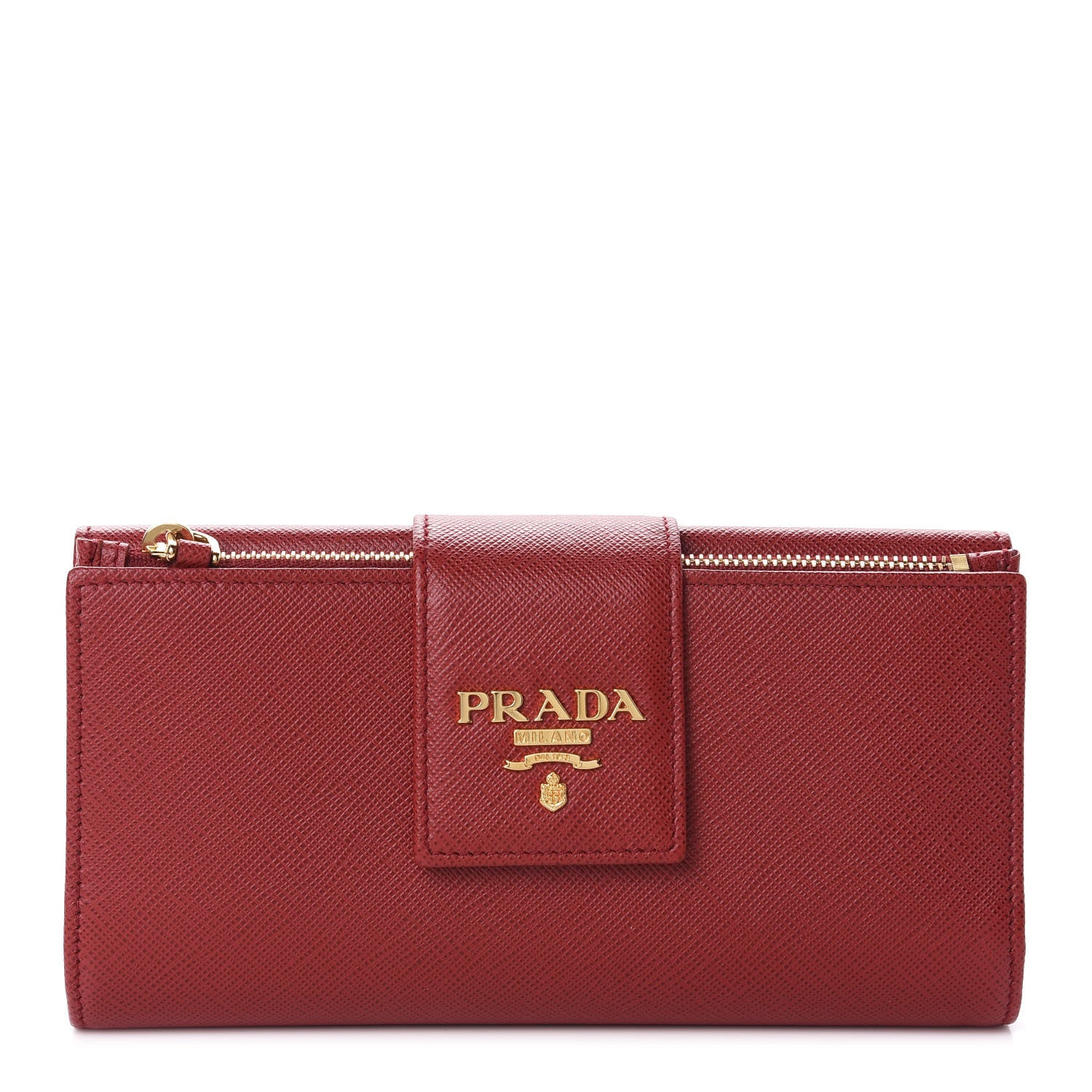 Prada Saffiano Metal Tab Wallet Fuoco 1 of 7