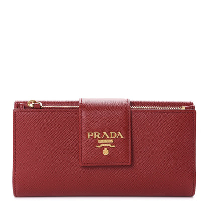 Prada Saffiano Metal Tab Wallet Fuoco 1 of 7