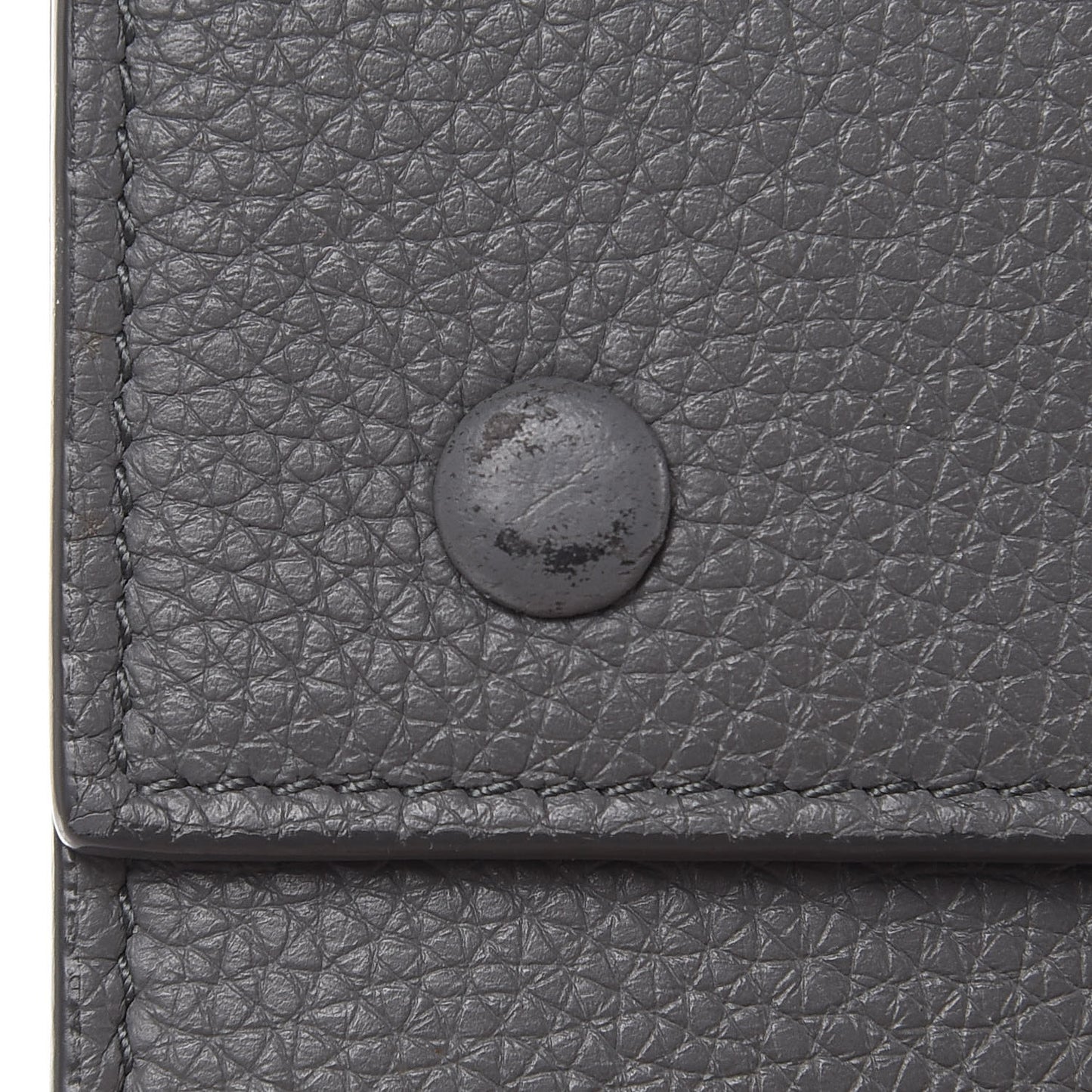 Drummed Calfskin Small Multifunction Folded Wallet Grey