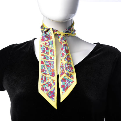 Hermes Silk Rive Droite Rive Gauche Twilly Jaune Vert Rouge 2 of 5