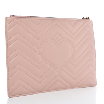 Gucci Calfskin Matelasse Large GG Marmont Zip Pouch Perfect Pink 3 of 9