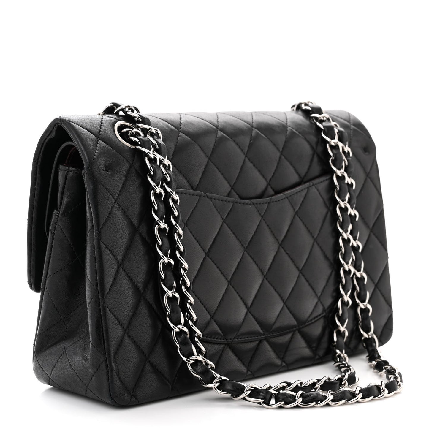 Lambskin Quilted Medium Double Flap Black