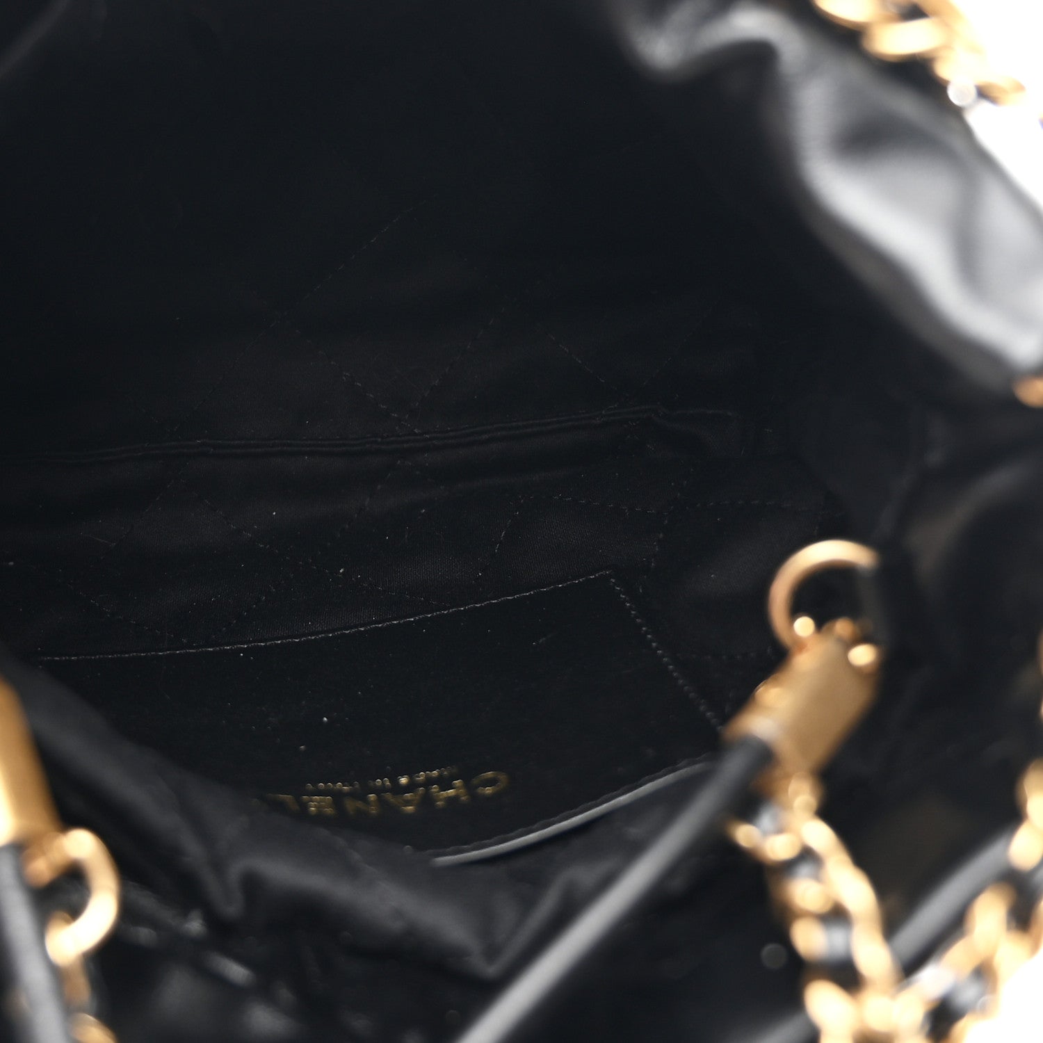 Chanel Shiny Calfskin Striped Mini Chanel 22 Black White 5 of 10