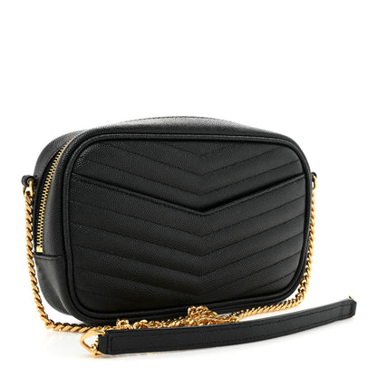 Saint Laurent Grain De Poudre Matelasse Monogram Mini Lou Camera Bag Black 3 of 12