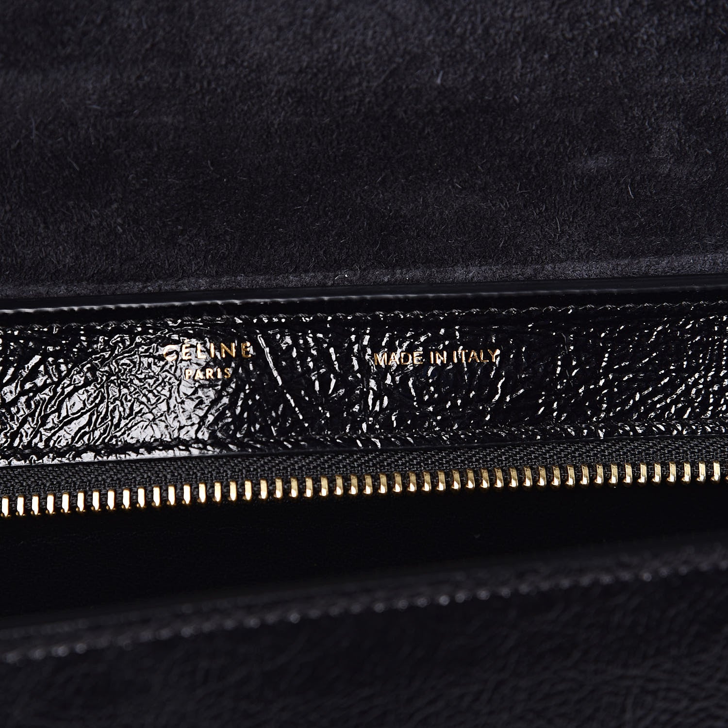 Celine Shiny Goatskin Small Trapeze Black 6 of 10