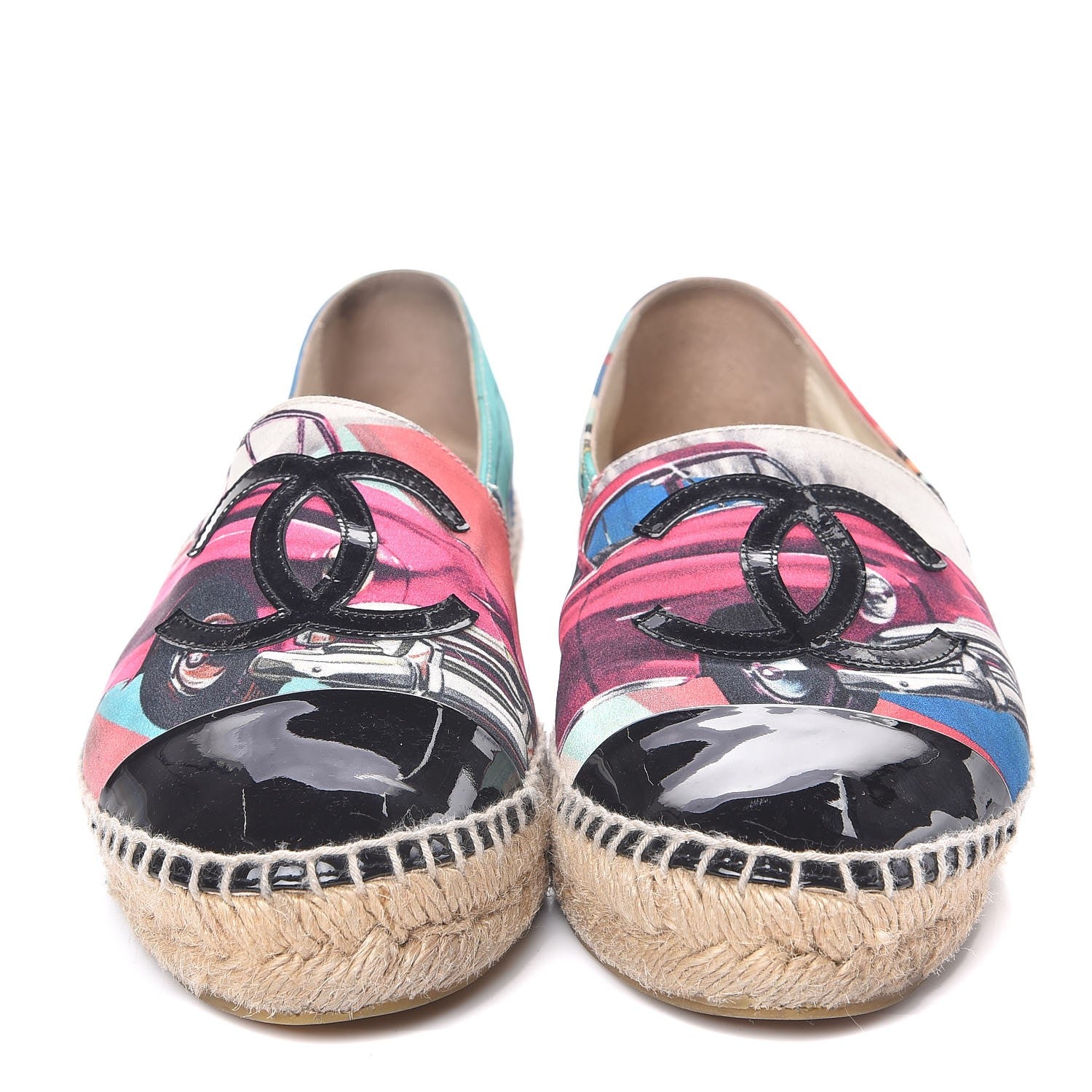 Chanel Crepe Patent CC Espadrilles 37 Multicolor Black 2 of 18