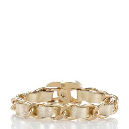 Chanel Metallic Lambskin CC Turnlock Double Chain Bracelet S Light Gold 3 of 6