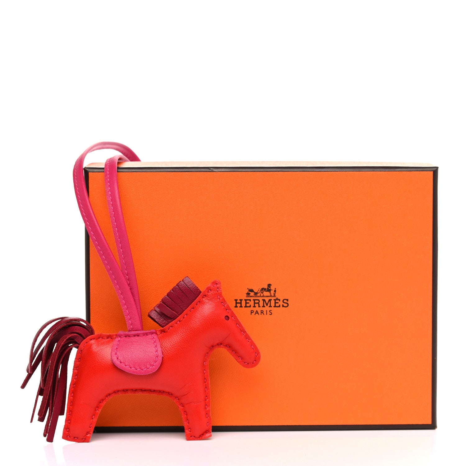 Hermes Milo Lambskin Grigri Rodeo Horse Bag Charm PM Rouge Indien Rubis Rose Mexico 4 of 4