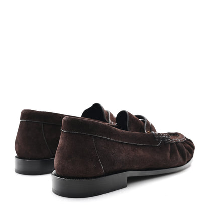 Saint Laurent Suede Le Loafer 15 Penny Slippers 37.5 Dark Chocolate 5 of 10