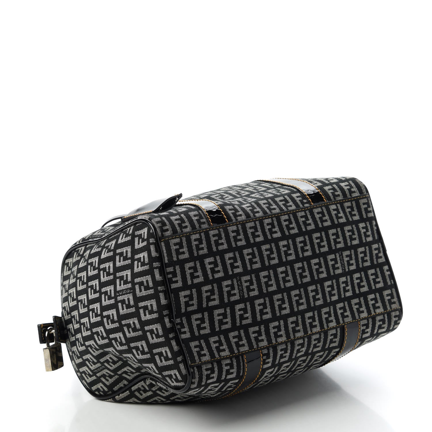 Fendi Zucchino Patent Small Forever Boston Black Panna 4 of 10