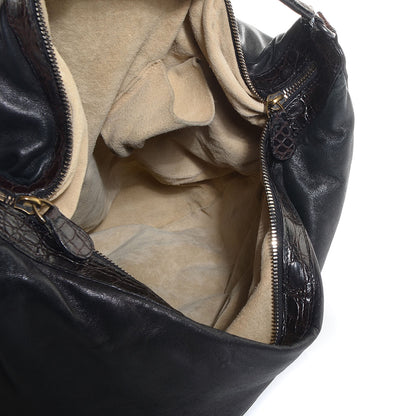 Bottega Veneta Intrecciato Soft Caiman San Marco Settantasei Hobo Nero Black 5 of 8