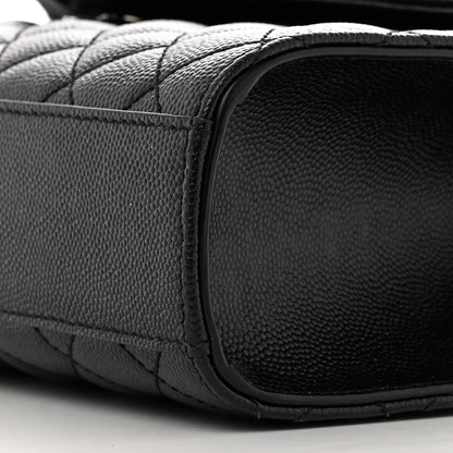 Saint Laurent Grain De Poudre Textured Mixed Matelasse Triquilt Medium Monogram Satchel Black 9 of 9