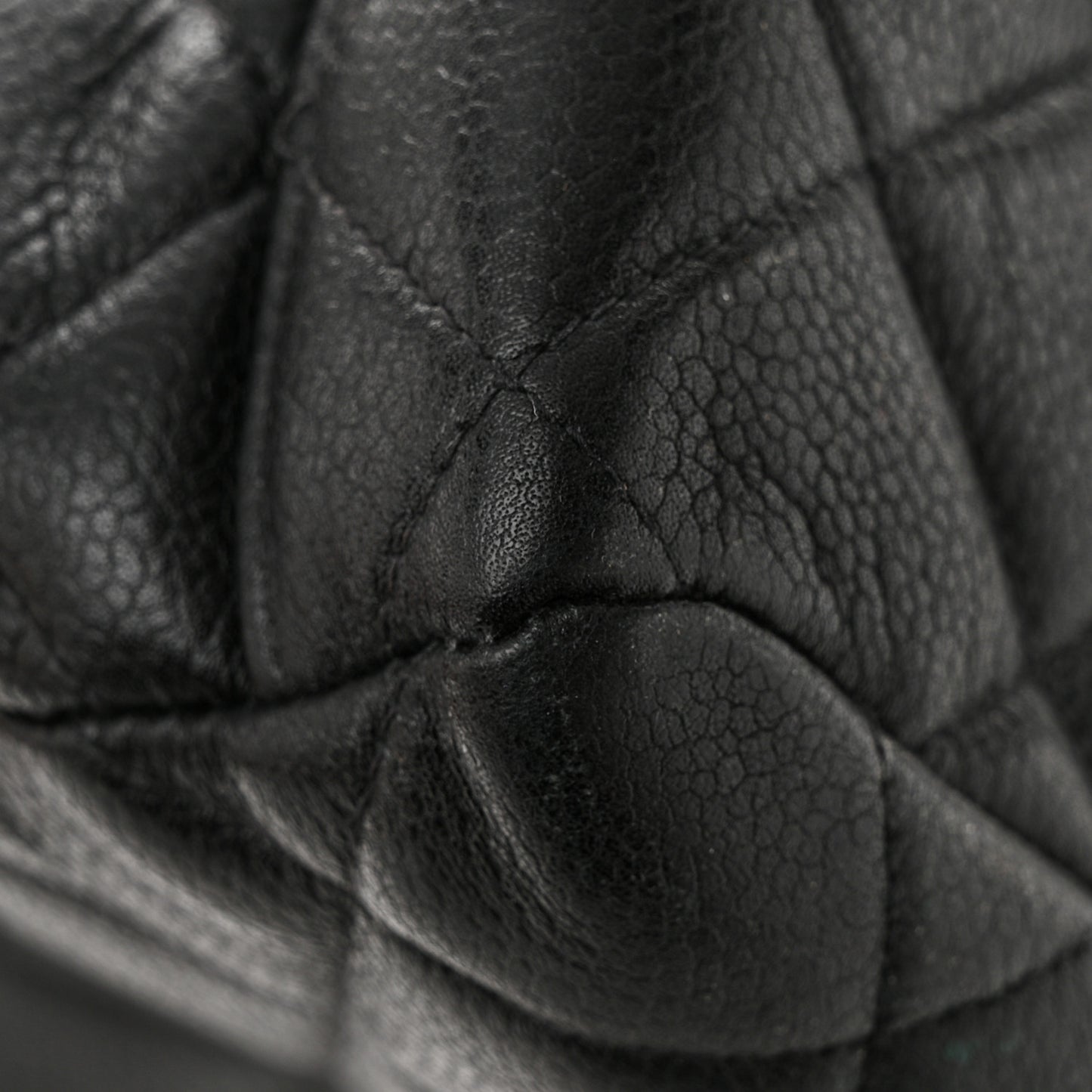 Caviar Quilted Shopping Tote Black