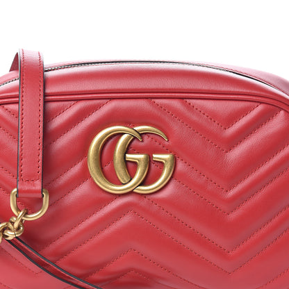 Gucci Calfskin Matelasse Small GG Marmont Chain Shoulder Bag Hibiscus Red 10 of 10