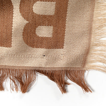 Burberry Metallic Silk Wool TB Monogram Colorblock Square Scarf Chestnut 5 of 5
