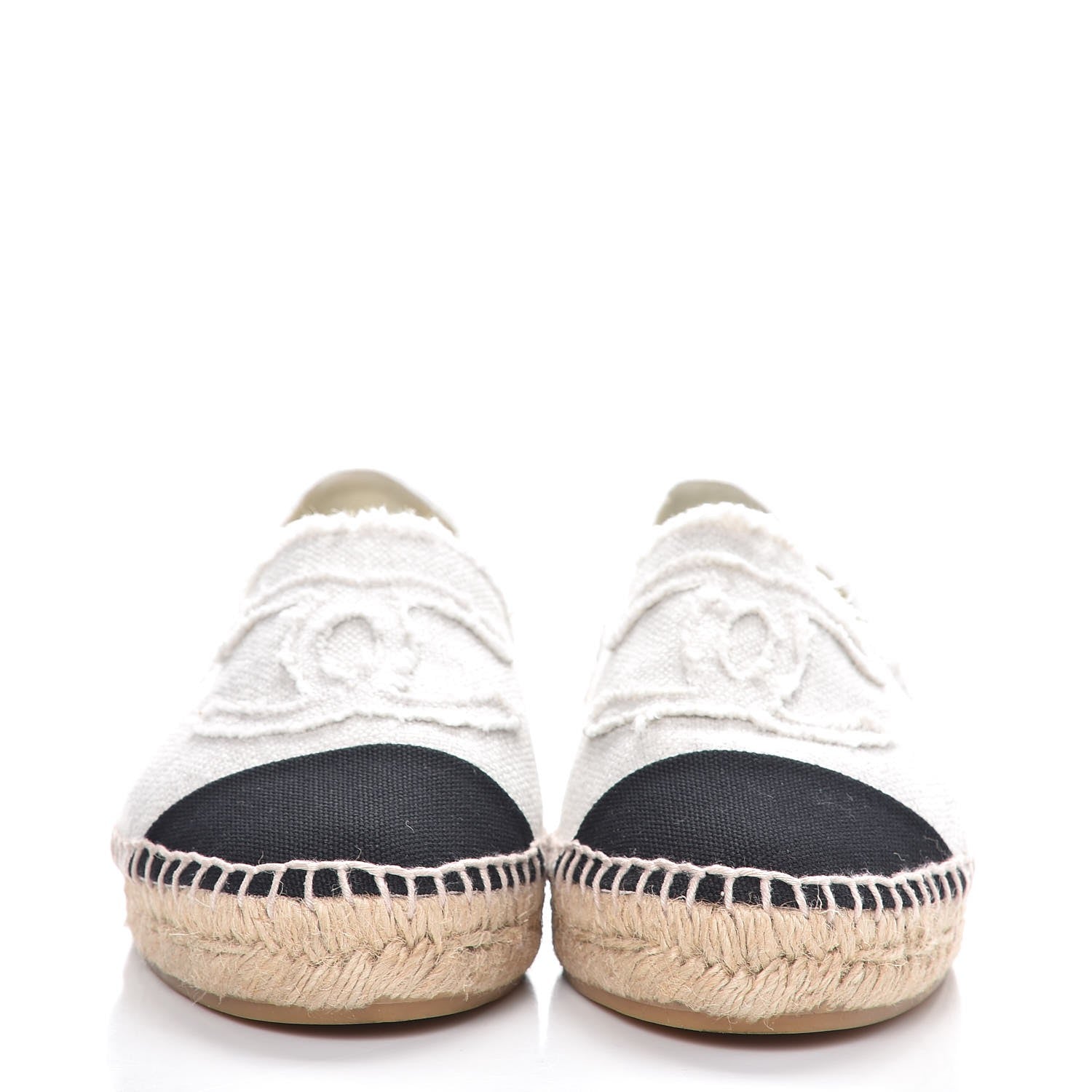 Chanel Linen CC Espadrilles 38 Beige Black 2 of 10