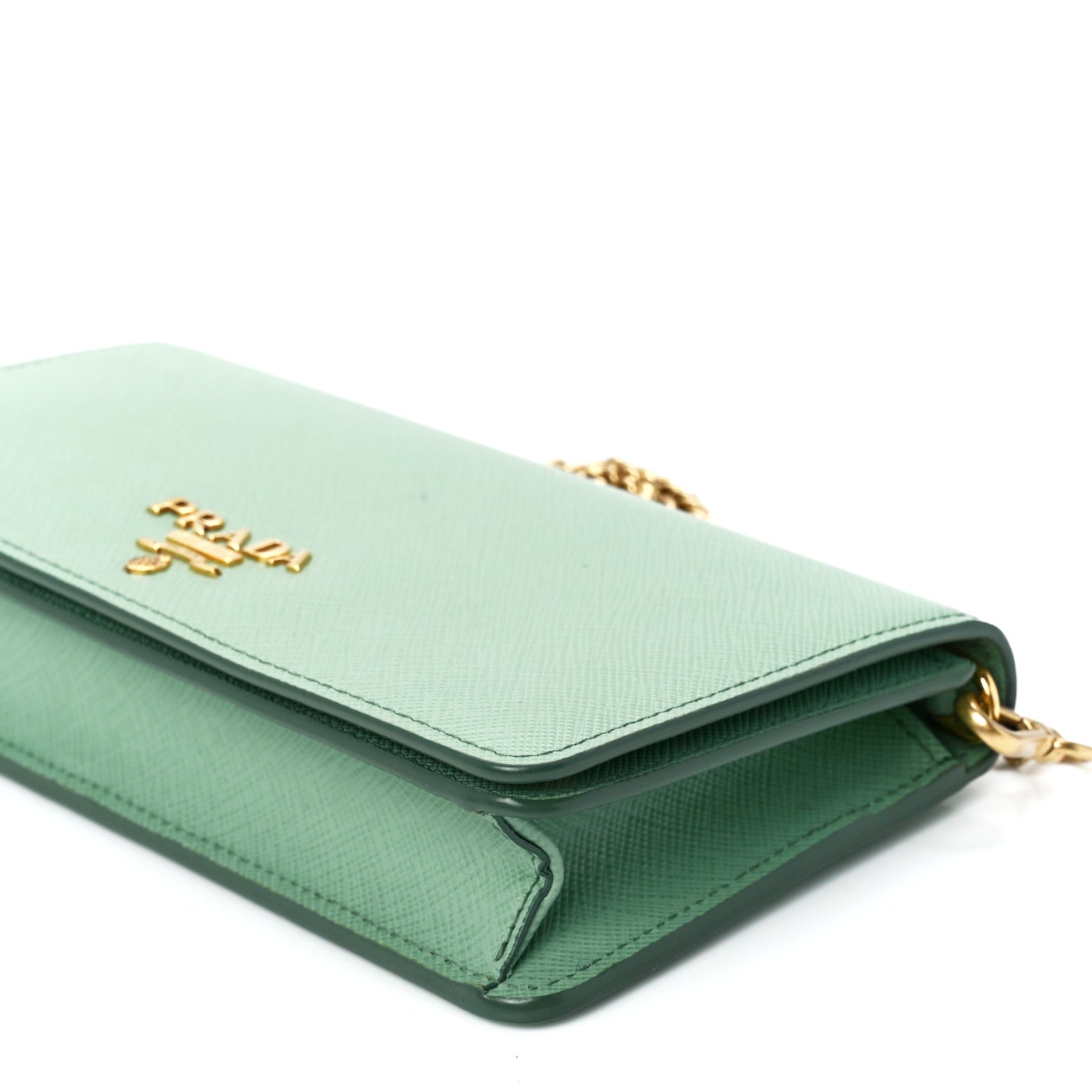 Prada Saffiano Metal Chain Wallet Acquamarina 11 of 11