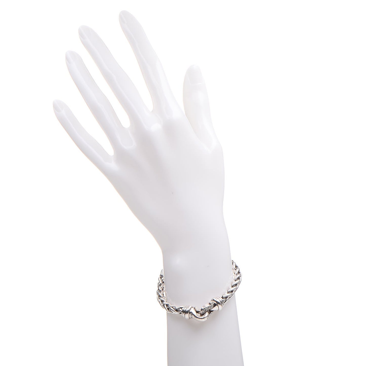 Sterling Silver Diamond 6mm Wheat Chain Bracelet L