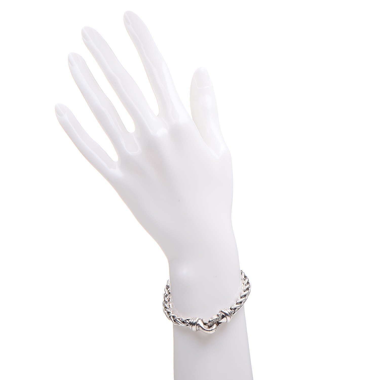 David Yurman Sterling Silver Diamond 6mm Wheat Chain Bracelet L 2 of 5