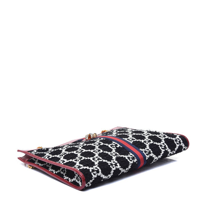Gucci Tweed GG Monogram Large Rajah Chain Tote Romantic Cherry Black White 4 of 8