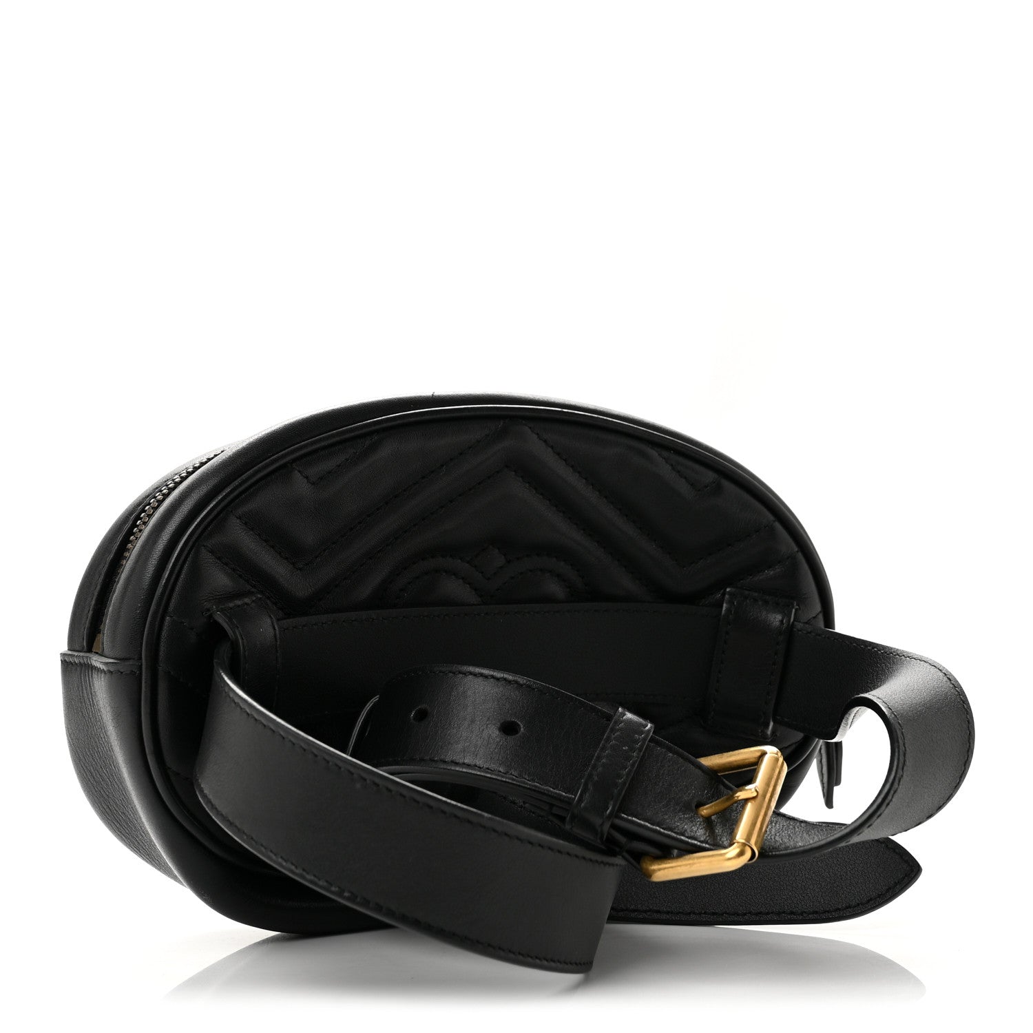 Gucci Calfskin Matelasse GG Marmont Belt Bag 85 34 Black 2 of 13