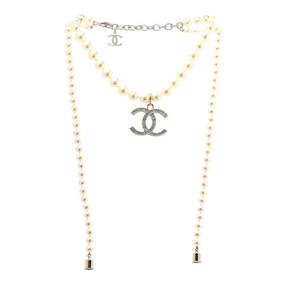 Chanel Pearl Crystal CC Airpods Necklace Gold 3 of 5