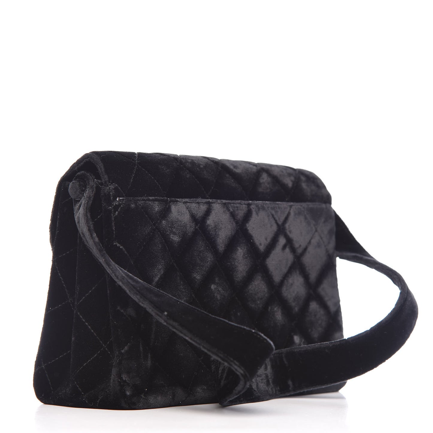 Velvet Quilted Shoulder Bag Black