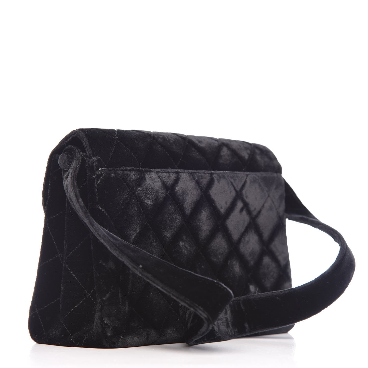 Chanel Velvet Quilted Shoulder Bag Black 3 of 12
