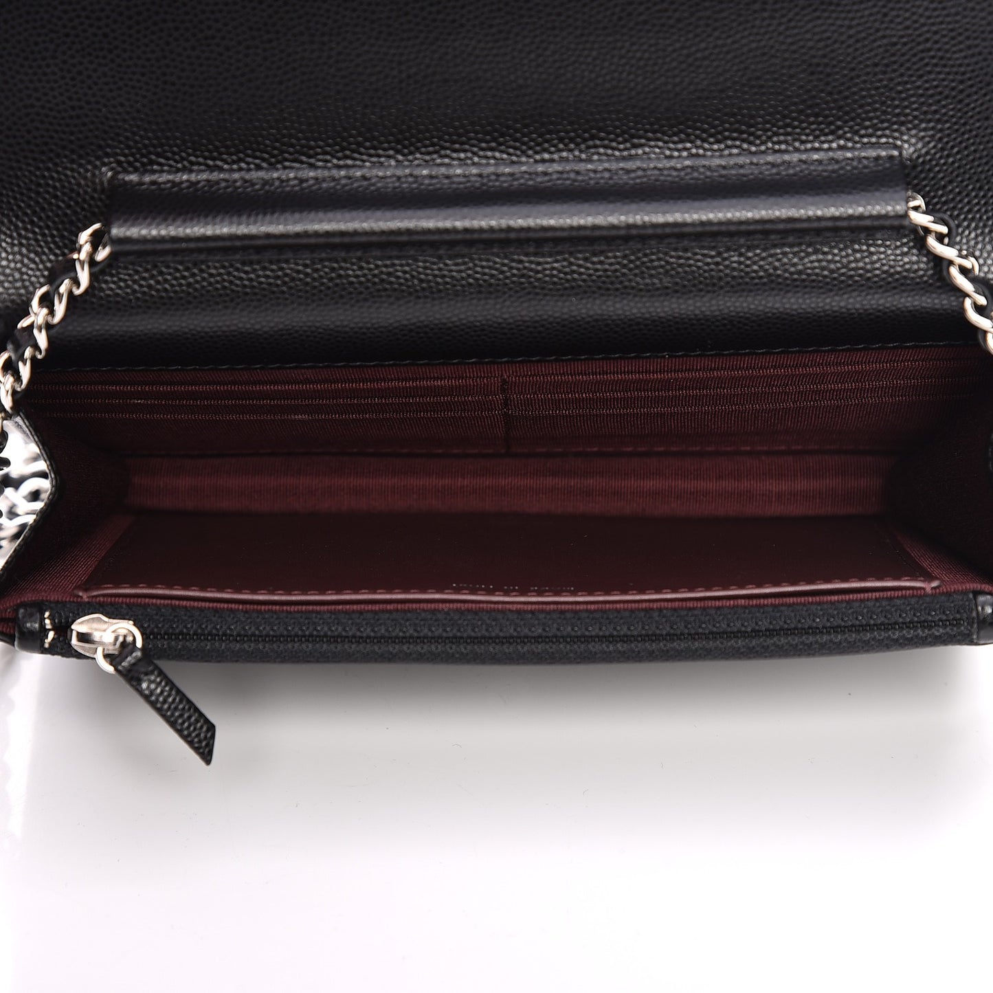 Caviar Chevron Quilted Wallet On Chain WOC Black