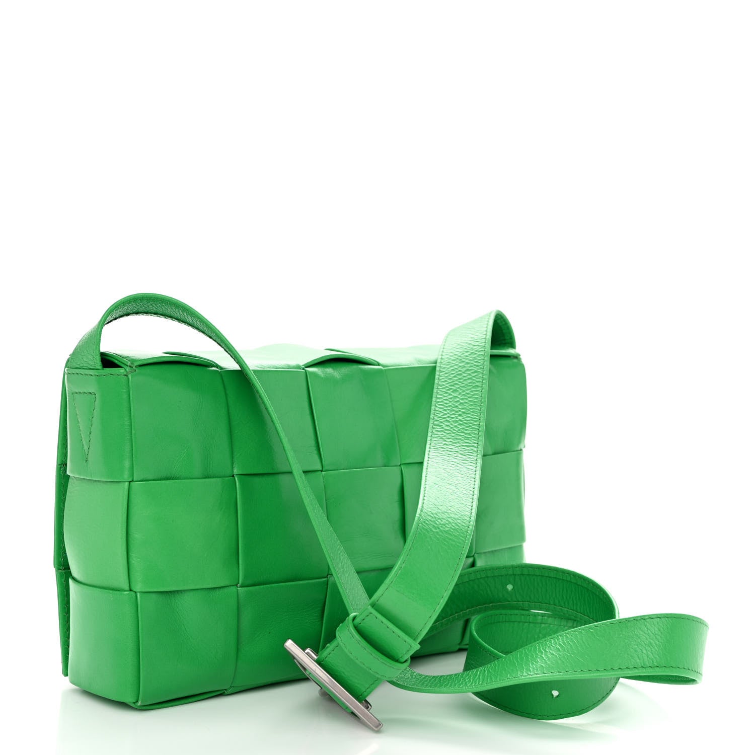 Bottega Veneta Paper Calfskin Maxi Intreccio Cassette Crossbody Bag Grass 3 of 9
