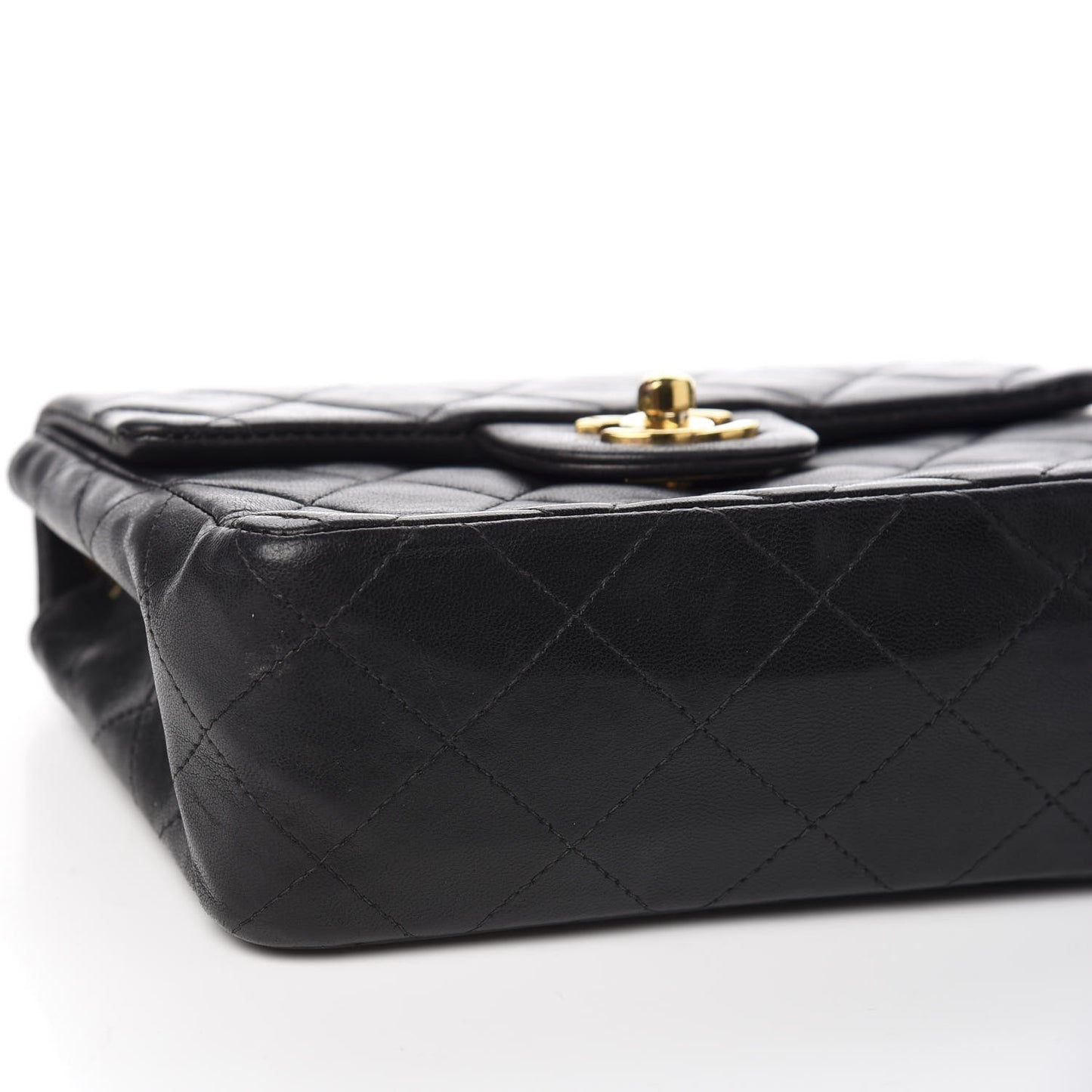 Lambskin Quilted Mini Square Flap Black
