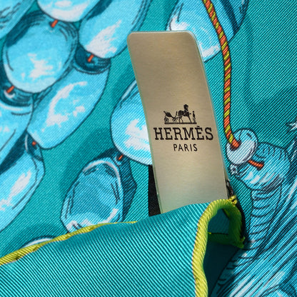 Hermes Silk Reve De Corail Scarf 90 Menthe Turquoise Canard 6 of 7