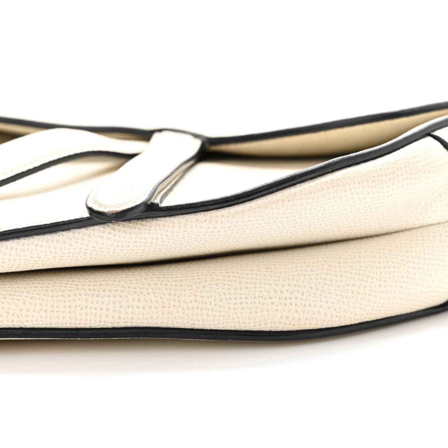 Grained Calfskin Saddle Bag White