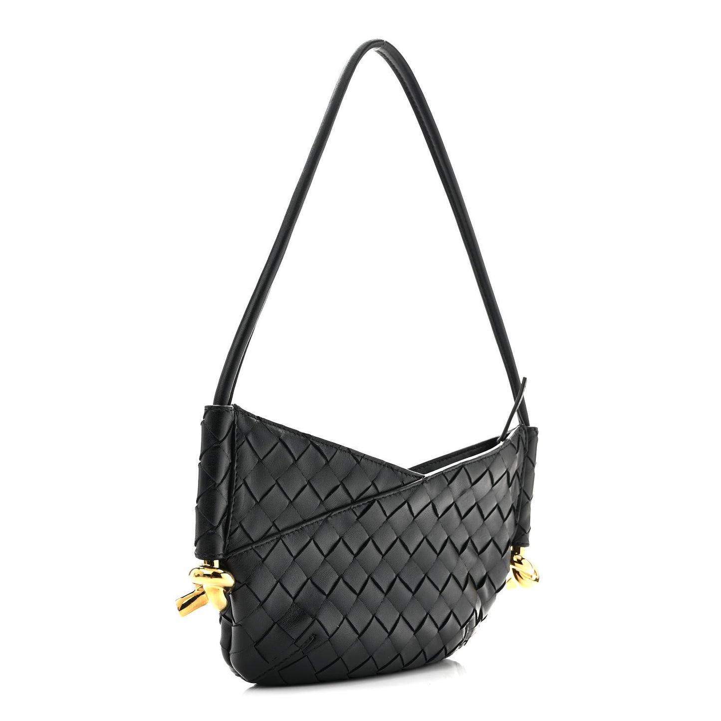 Nappa Intrecciato Mini Solstice Shoulder Bag Black