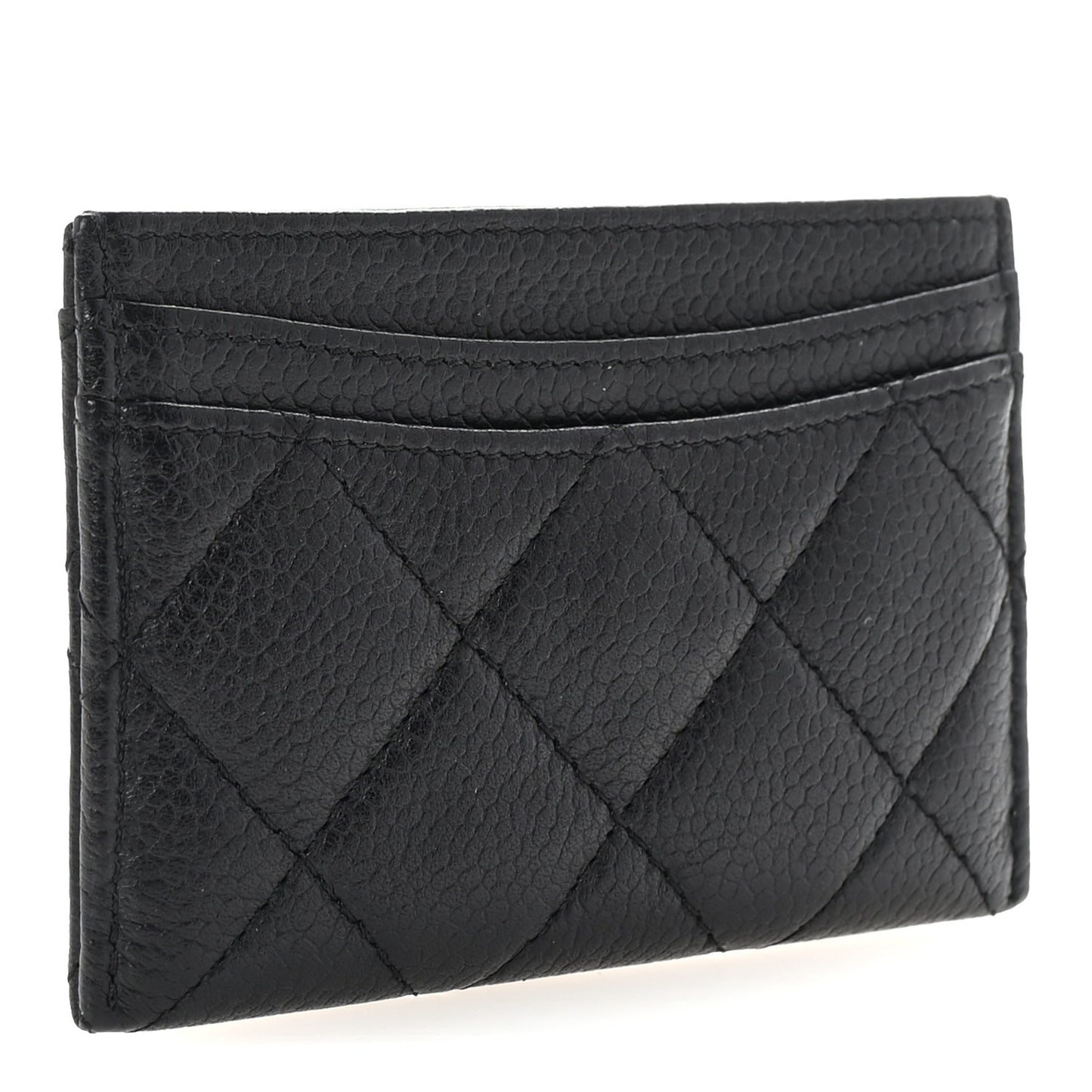 Caviar Quilted Card Holder Black