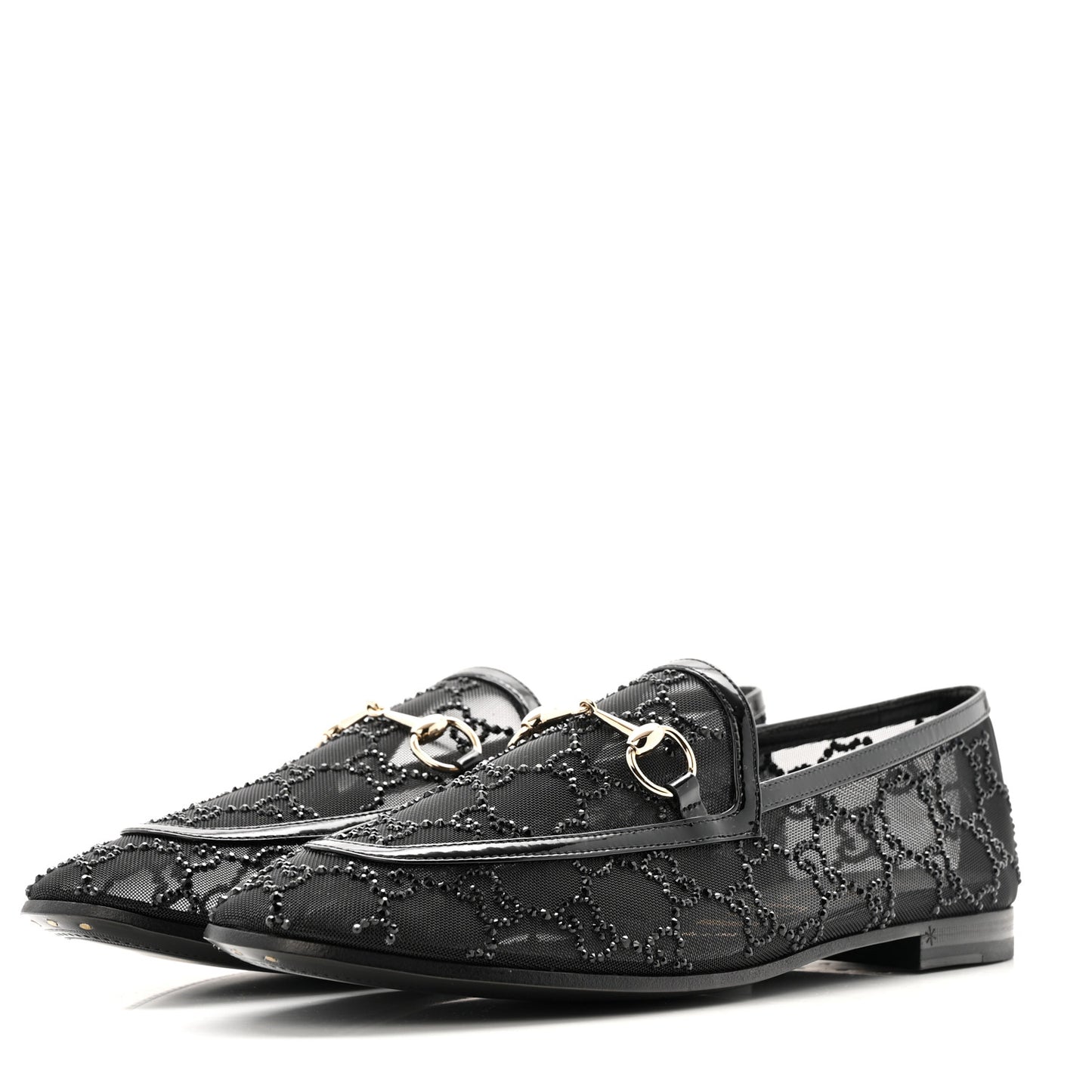 Tela Retino Kid Scamosciato Crystal GG Monogram Jordaan Loafer 38.5 Black