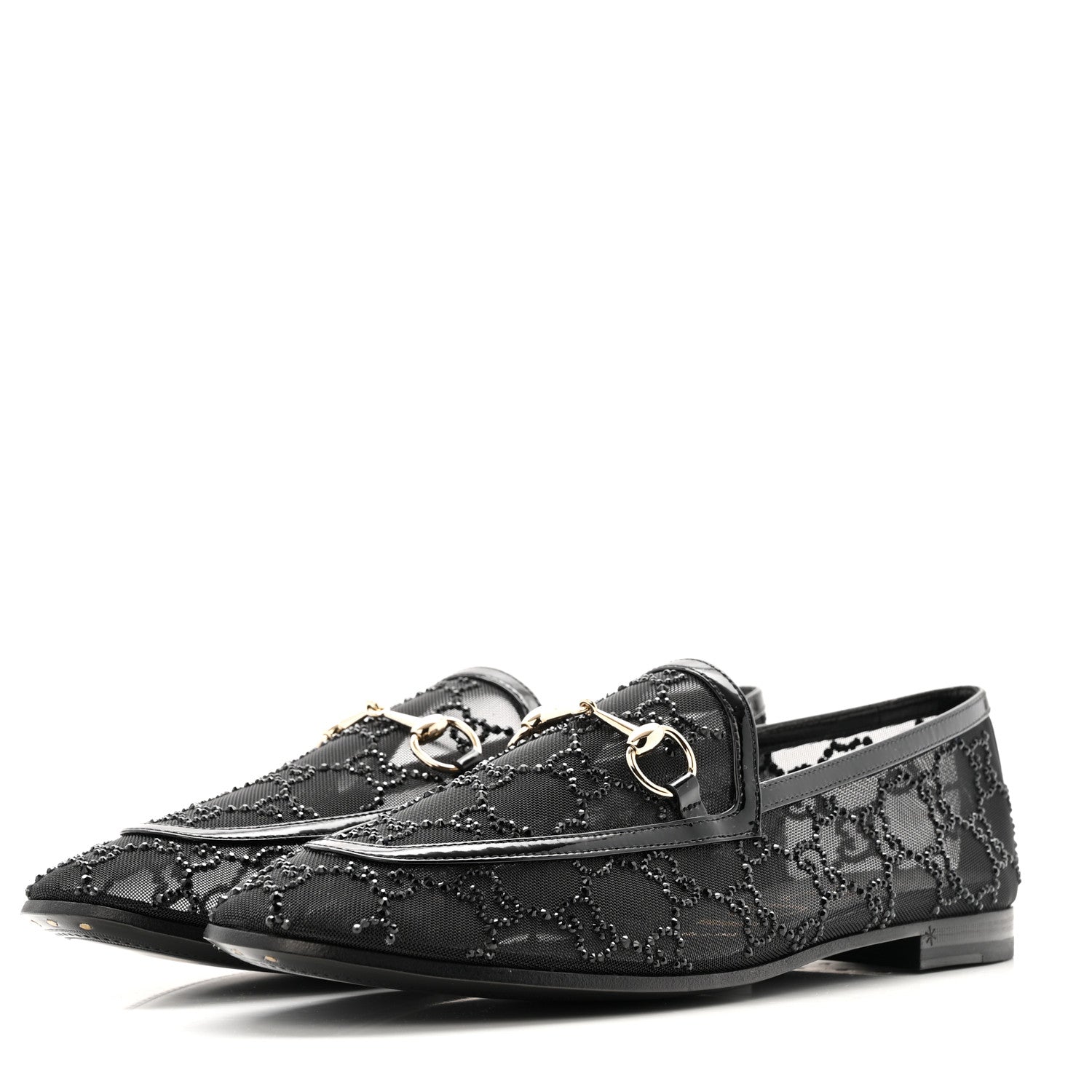 Gucci Tela Retino Kid Scamosciato Crystal GG Monogram Jordaan Loafer 38.5 Black 4 of 9