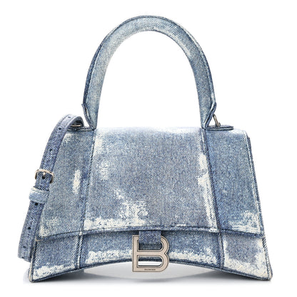 Balenciaga Nappa Denim Printed Small Hourglass Top Handle Bag Denim Blue 1 of 9