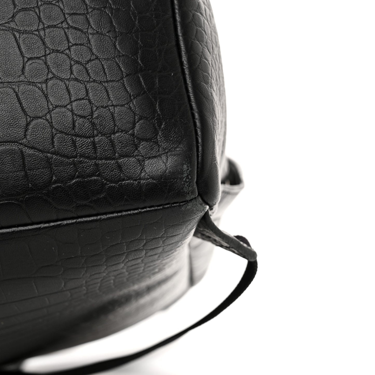 Calfskin Logo Crocodile Embossed Everyday Backpack Black