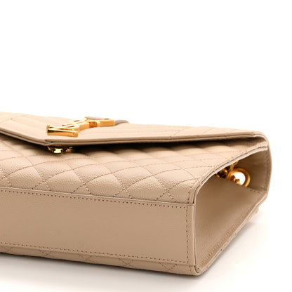 Saint Laurent Grain De Poudre Textured Mixed Matelasse Medium Triquilt Monogram Satchel Dark Beige 10 of 11