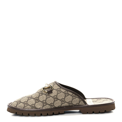 Gucci GG Supreme Monogram Miro Soft Calfskin Men's Horsebit Slippers 10 Beige Ebony New Acero 1 of 20