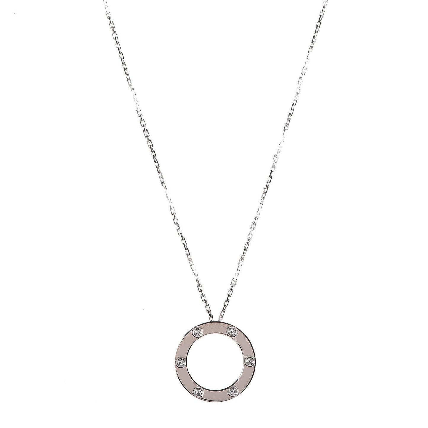 18K White Gold 6 Diamonds LOVE Pendant Necklace