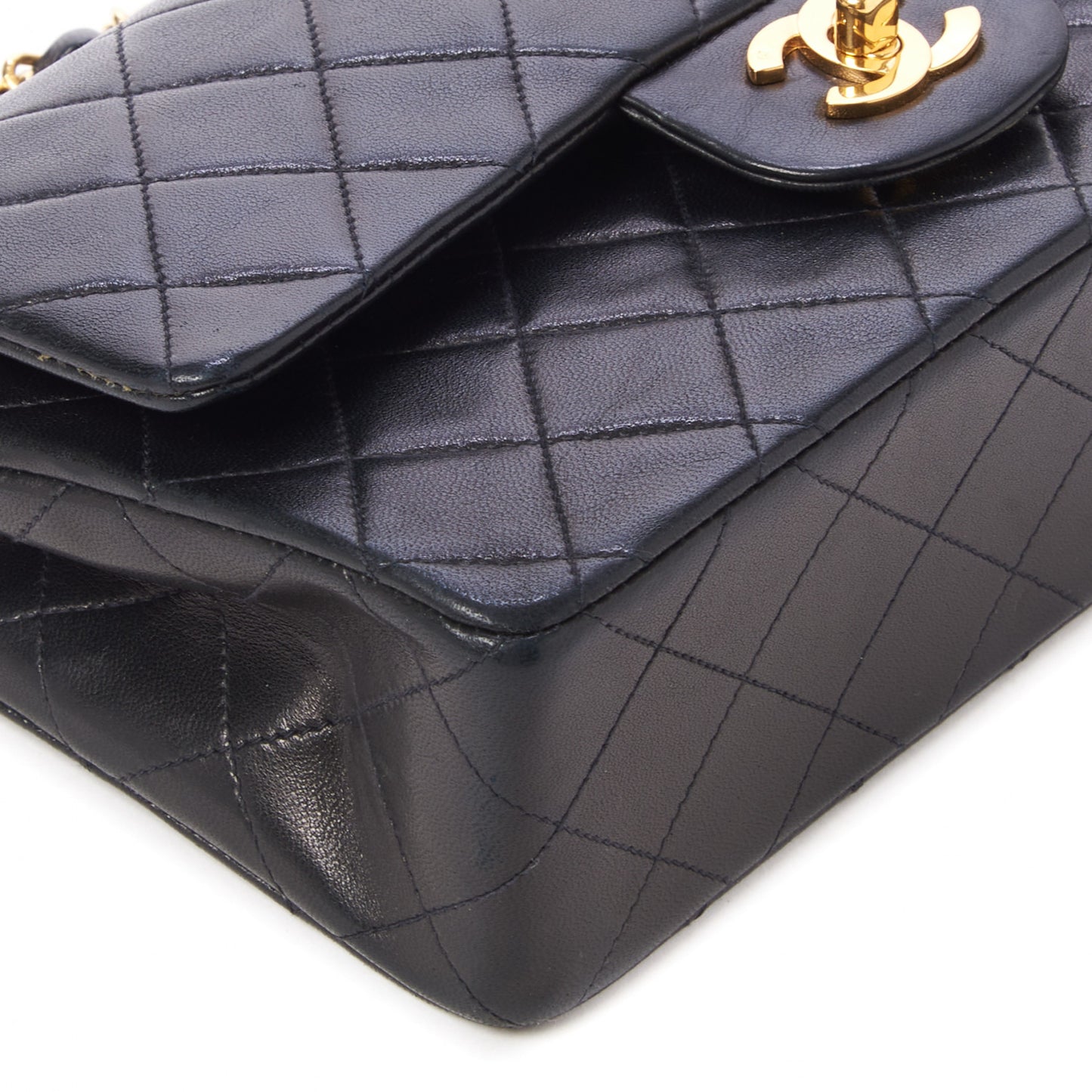 Lambskin Quilted Small Double Flap Black