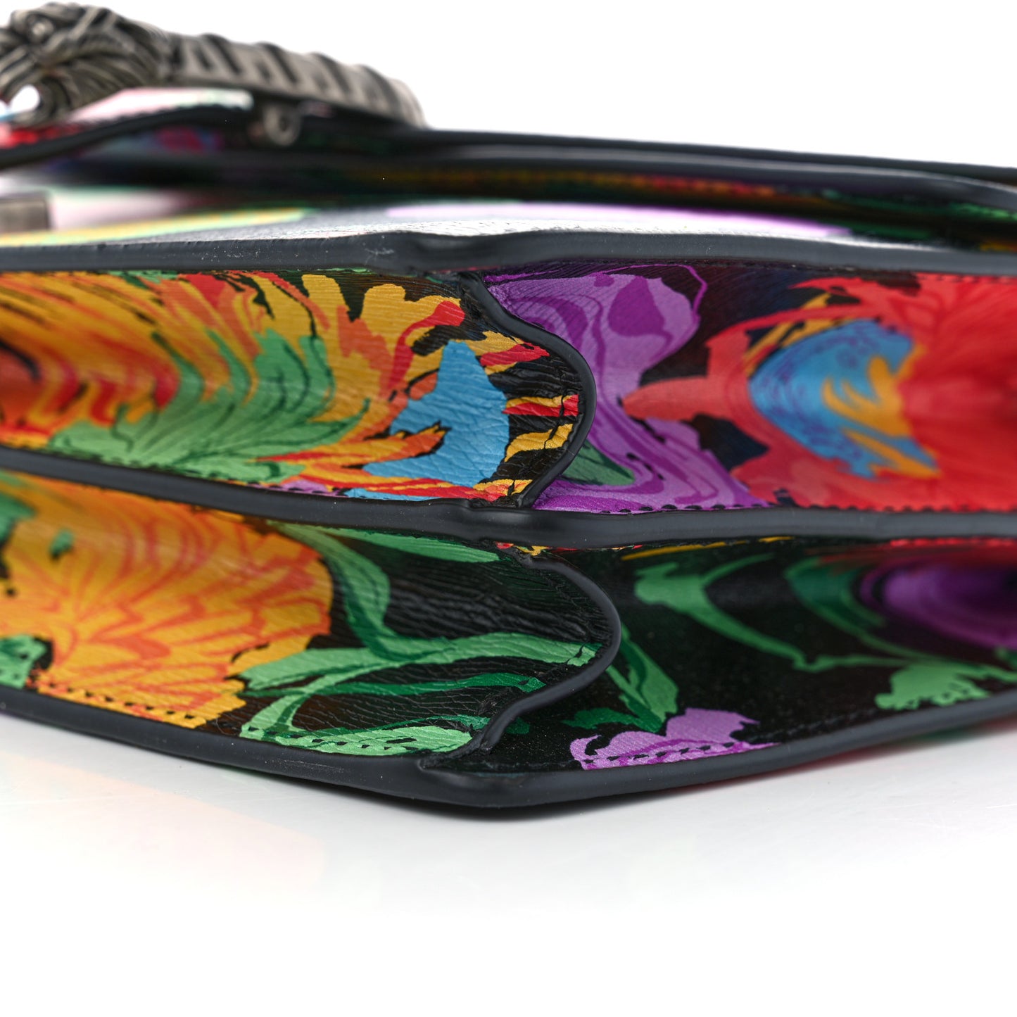 X KEN SCOTT New Shangai Calfskin Jenny Floral Print Small Dionysus Shoulder Bag Black Pink