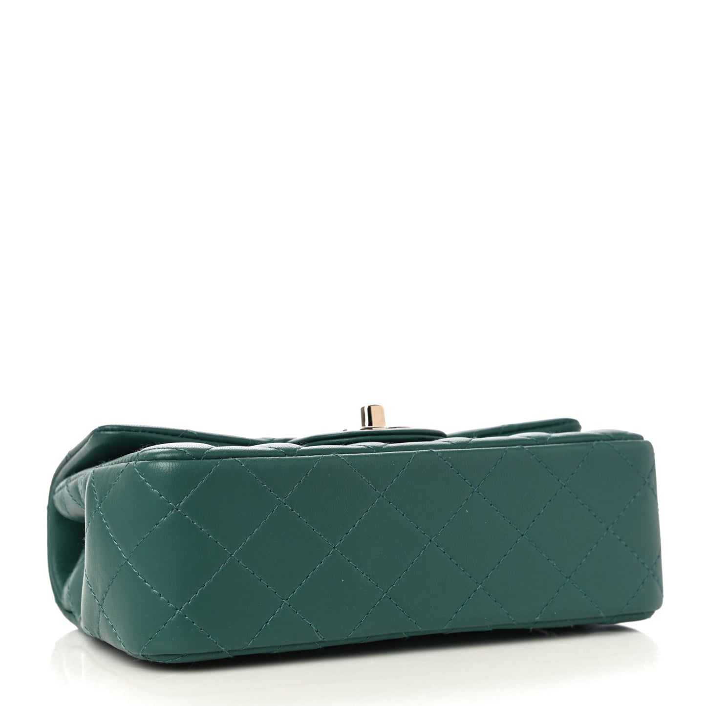 Lambskin Quilted Mini Rectangular Flap Dark Green